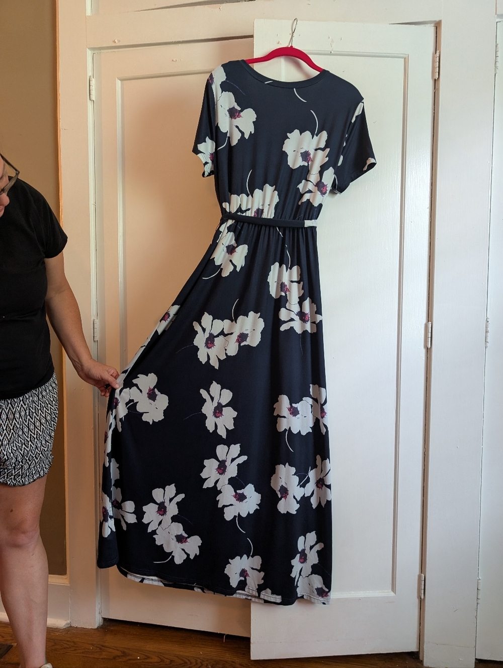 Amazon Krandia Maxi Dress, XL, Cotton Knit, Crossover Top, A Line, Short Sleeves - Picture 5 of 7